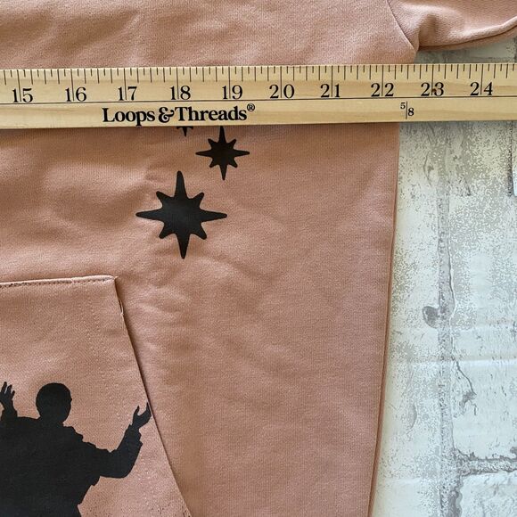 Homme Femme Pink Skeleton Hoodie Dusty Rose Full Zip Streetwear Graphic Zip Sz S - Picture 3 of 5